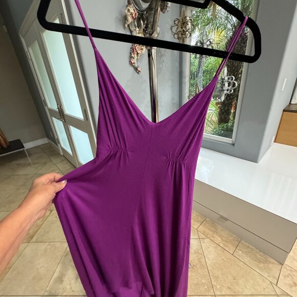 Aqua Lipstick Magenta Asymmetrical Flowy Maxi Midi Dress - Picture 11 of 11